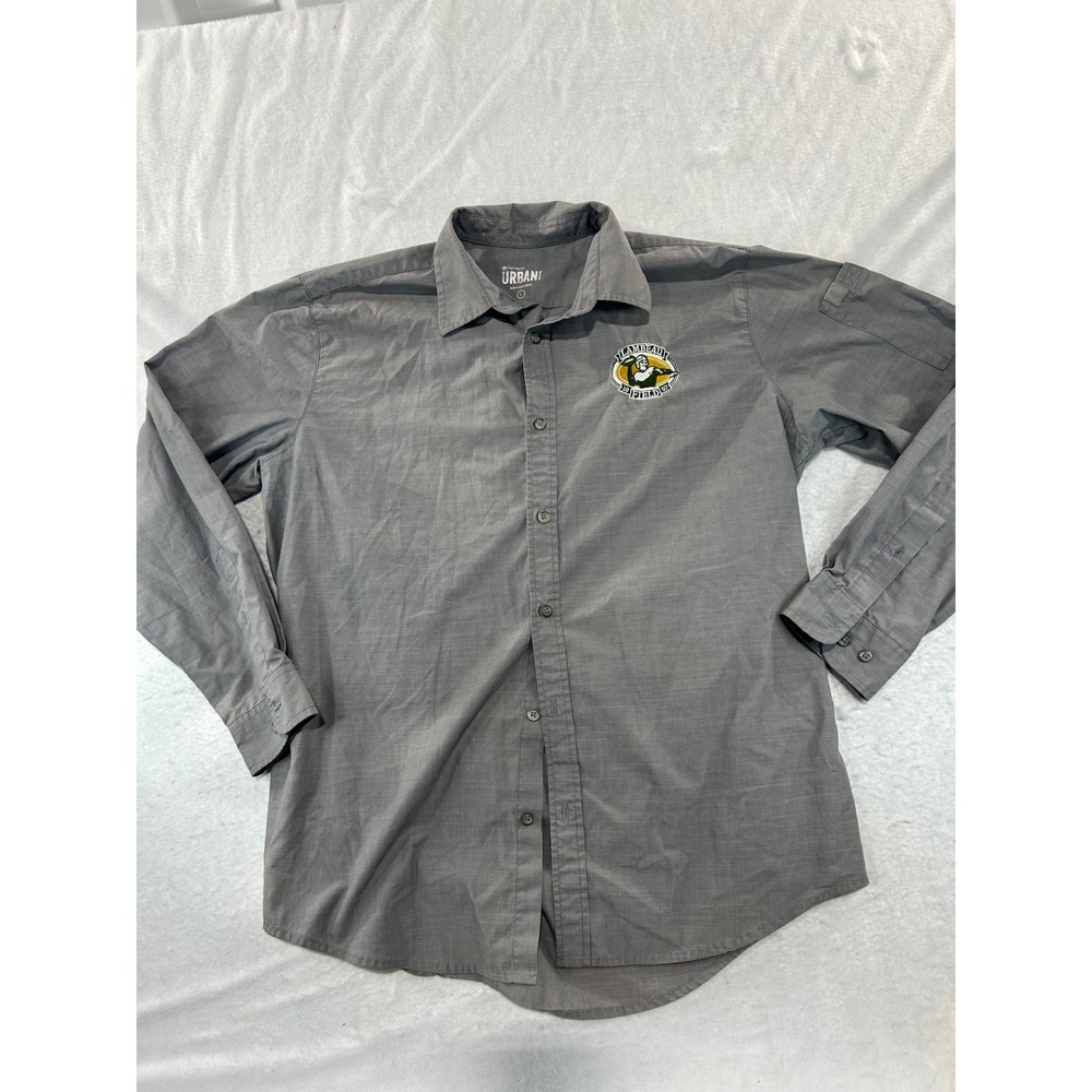 Chef Works Urban Lambeau Field Green Bay Packers Gray Button Down Shirt Mens L